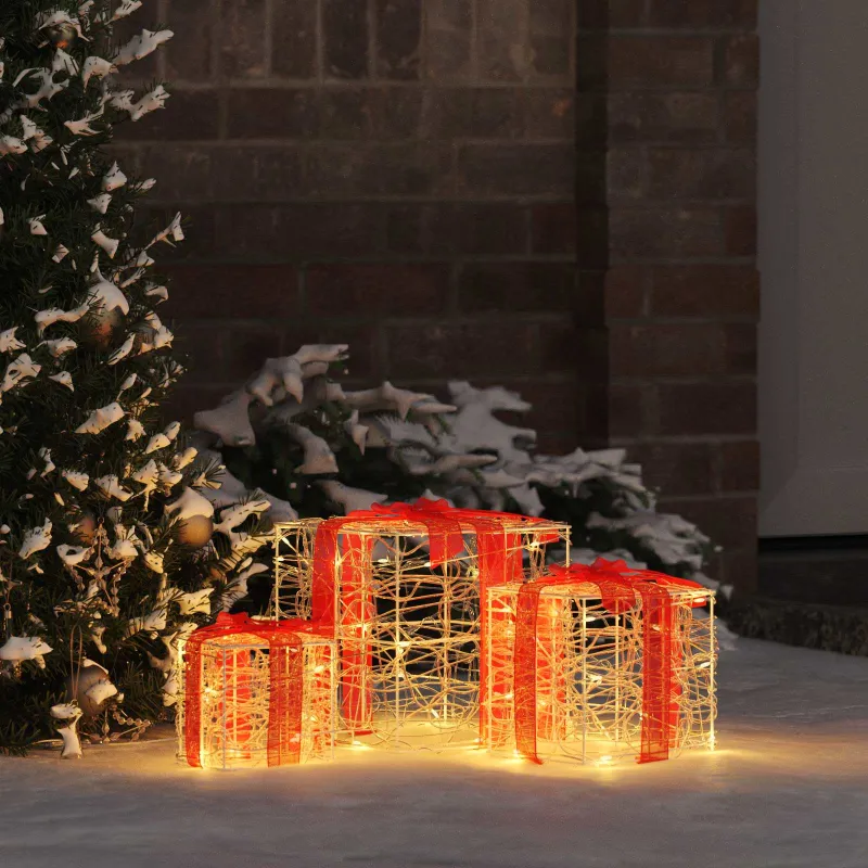 Dovanų Dėžė su 60 LED 3 pcs Šilta balta 20 x 20 x 20 cm Akrilas