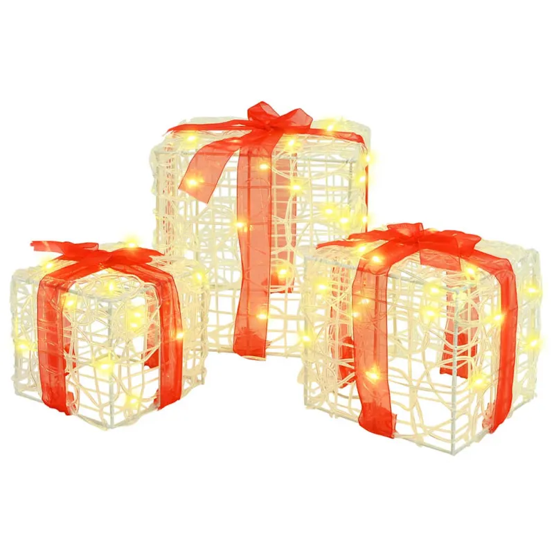 Dovanų Dėžė su 60 LED 3 pcs Šilta balta 20 x 20 x 20 cm Akrilas