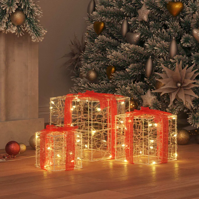 Dovanų Dėžė su 60 LED 3 pcs Šilta balta 20 x 20 x 20 cm Akrilas