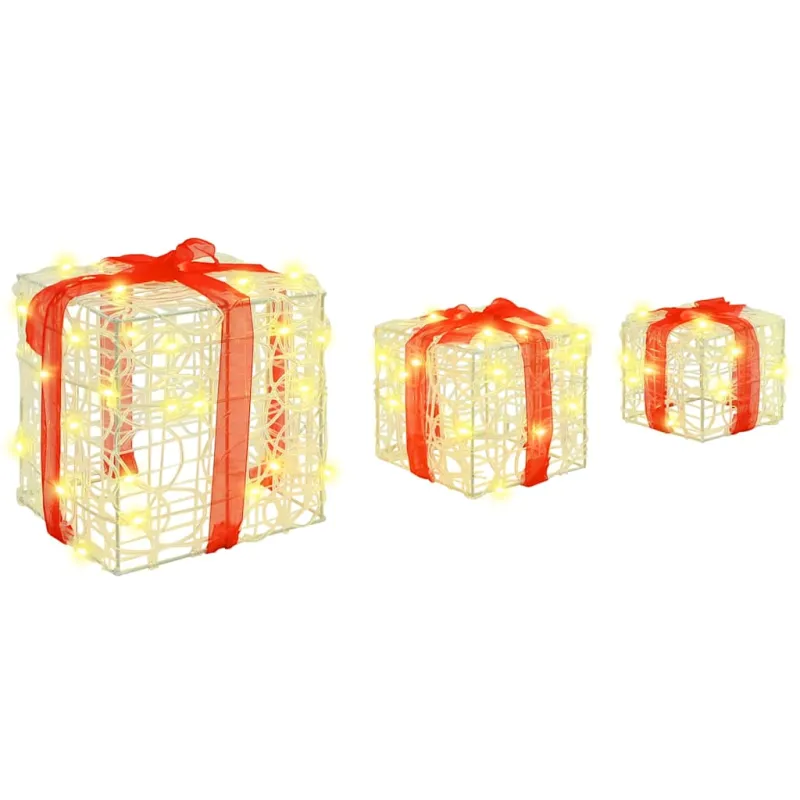 Dovanų Dėžė su 60 LED 3 pcs Šilta balta 20 x 20 x 20 cm Akrilas