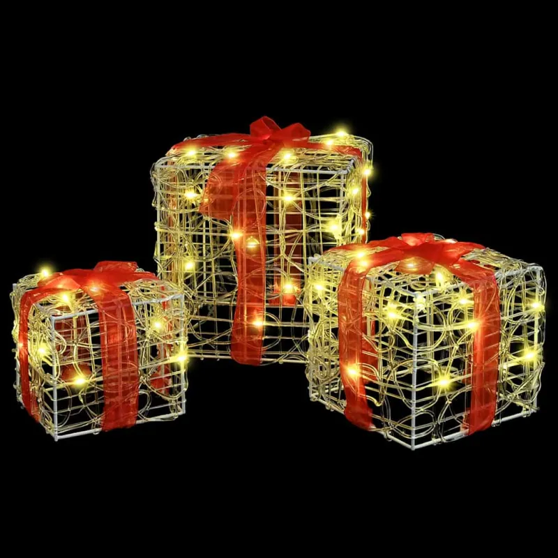 Dovanų Dėžė su 60 LED 3 pcs Šilta balta 20 x 20 x 20 cm Akrilas