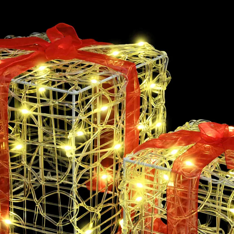 Dovanų Dėžė su 60 LED 3 pcs Šilta balta 20 x 20 x 20 cm Akrilas