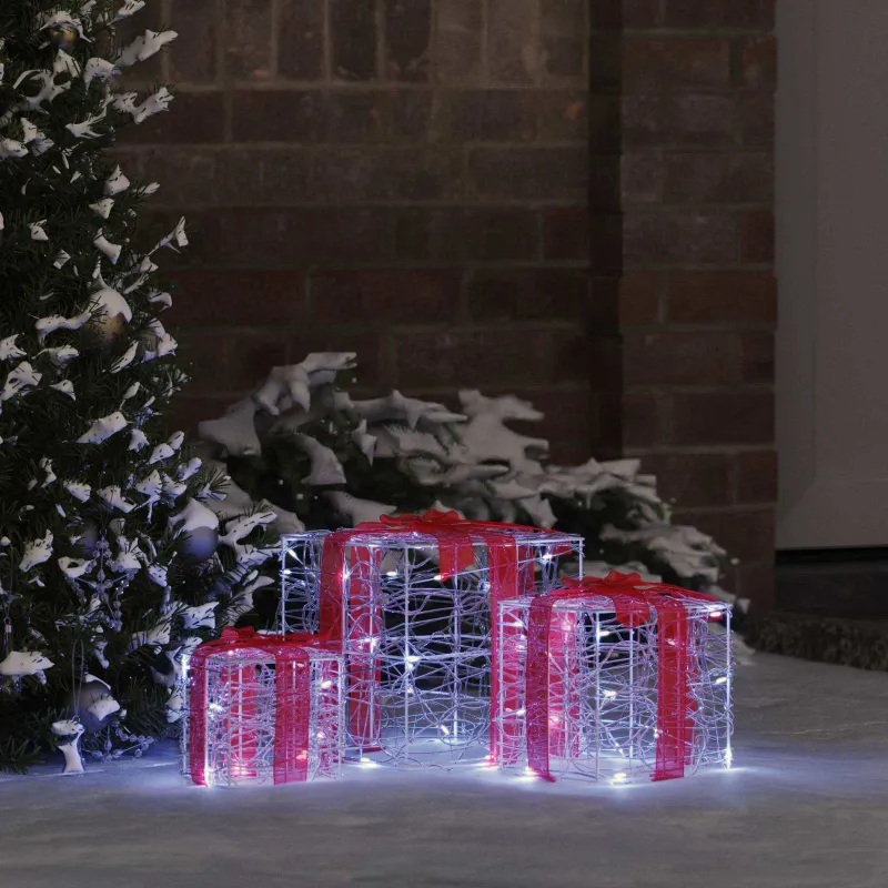 Dovanų Dėžė su 60 LED 3 pcs Šalta balta 20 x 20 x 20 cm Akrilas