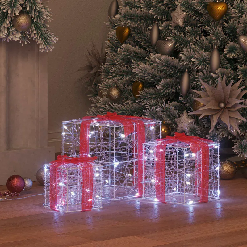 Dovanų Dėžė su 60 LED 3 pcs Šalta balta 20 x 20 x 20 cm Akrilas