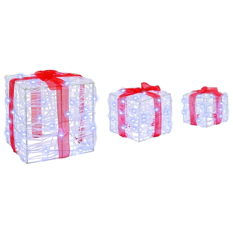 Dovanų Dėžė su 60 LED 3 pcs Šalta balta 20 x 20 x 20 cm Akrilas
