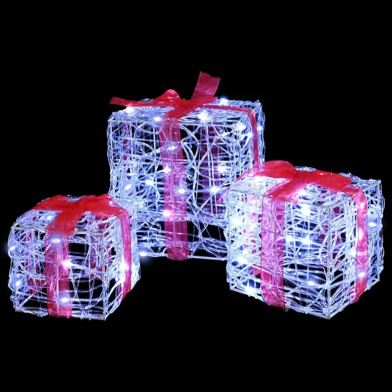 Dovanų Dėžė su 60 LED 3 pcs Šalta balta 20 x 20 x 20 cm Akrilas