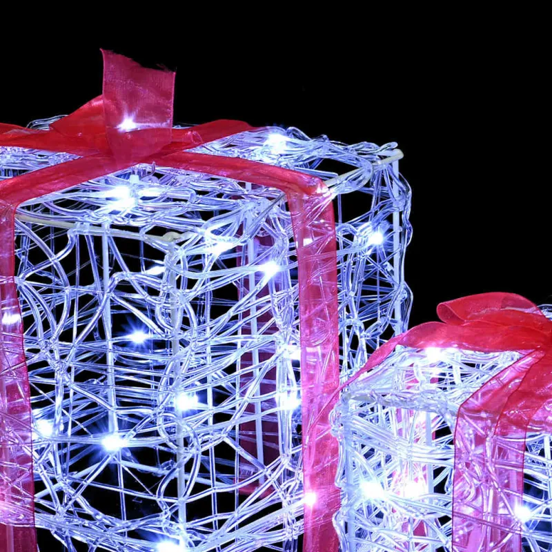 Dovanų Dėžė su 60 LED 3 pcs Šalta balta 20 x 20 x 20 cm Akrilas