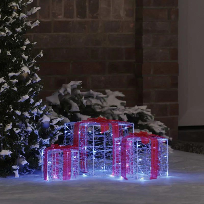 Dovanų Dėžė su 60 LED 3 pcs Mėlyna 20 x 20 x 20 cm Akrilas