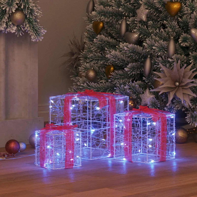 Dovanų Dėžė su 60 LED 3 pcs Mėlyna 20 x 20 x 20 cm Akrilas