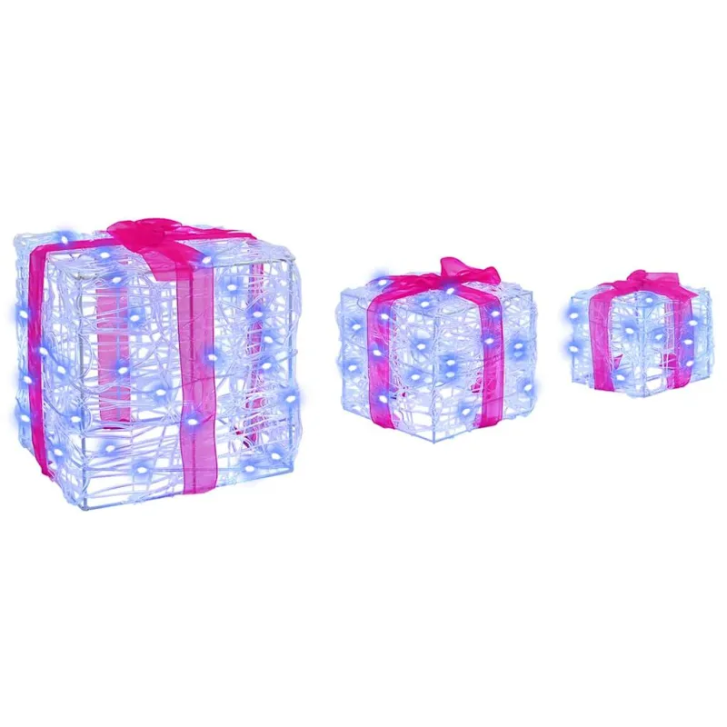 Dovanų Dėžė su 60 LED 3 pcs Mėlyna 20 x 20 x 20 cm Akrilas
