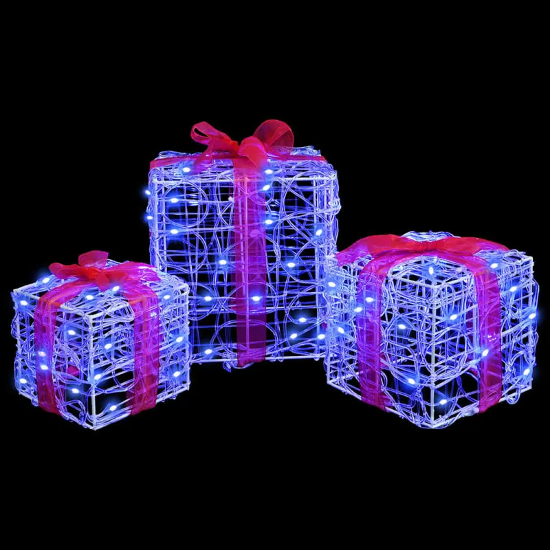 Dovanų Dėžė su 60 LED 3 pcs Mėlyna 20 x 20 x 20 cm Akrilas