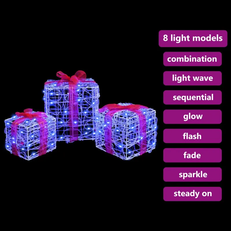 Dovanų Dėžė su 60 LED 3 pcs Mėlyna 20 x 20 x 20 cm Akrilas
