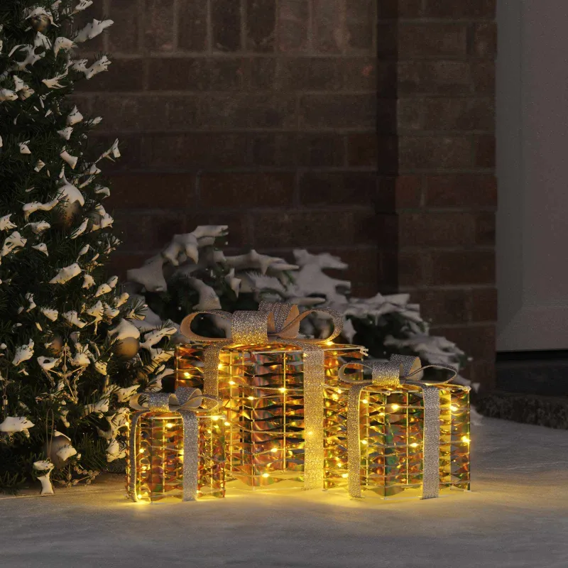 Dovanų Dėžė su 60 LED 3 pcs Šilta balta 20 x 20 x 20 cm PET