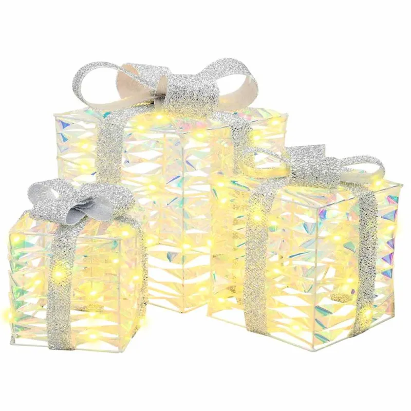Dovanų Dėžė su 60 LED 3 pcs Šilta balta 20 x 20 x 20 cm PET