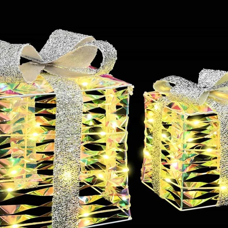Dovanų Dėžė su 60 LED 3 pcs Šilta balta 20 x 20 x 20 cm PET
