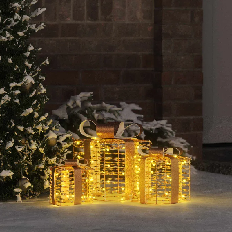Dovanų Dėžė su 60 LED 3 pcs Šilta balta 20 x 20 x 20 cm PET