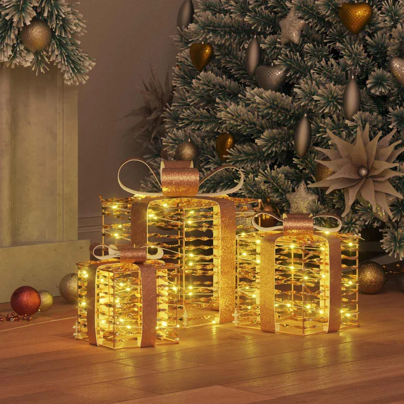 Dovanų Dėžė su 60 LED 3 pcs Šilta balta 20 x 20 x 20 cm PET