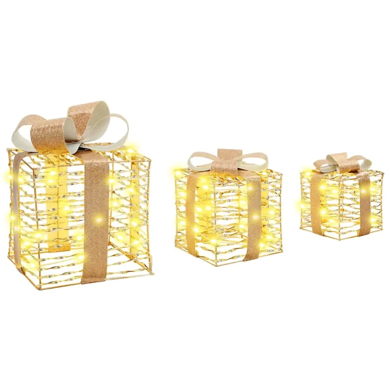 Dovanų Dėžė su 60 LED 3 pcs Šilta balta 20 x 20 x 20 cm PET