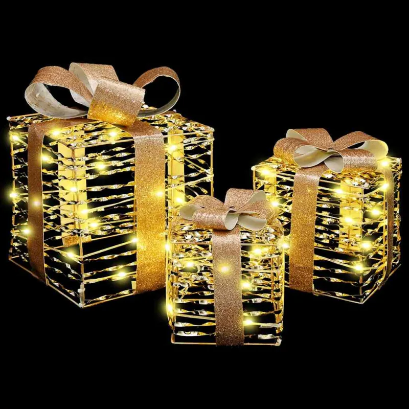 Dovanų Dėžė su 60 LED 3 pcs Šilta balta 20 x 20 x 20 cm PET