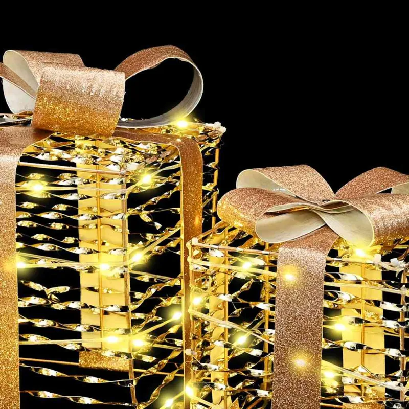 Dovanų Dėžė su 60 LED 3 pcs Šilta balta 20 x 20 x 20 cm PET