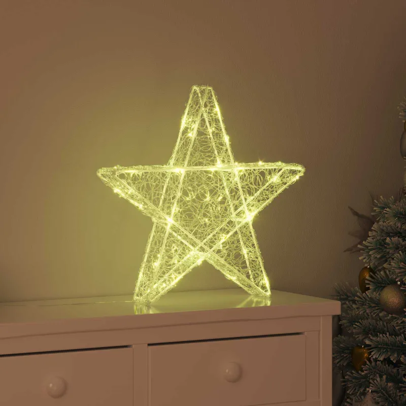 3D žvaigždė su 50 LED Šilta balta 55 x 53.5 x 10 cm Akrilas