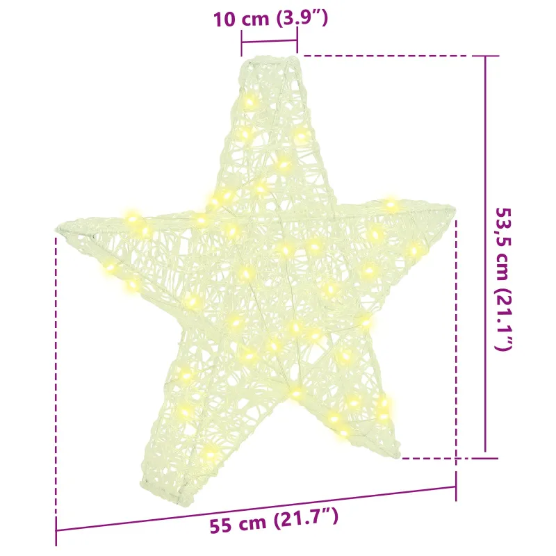 3D žvaigždė su 50 LED Šilta balta 55 x 53.5 x 10 cm Akrilas