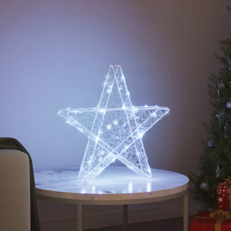 3D žvaigždė su 50 LED Šalta balta 55 x 53.5 x 10 cm Akrilas