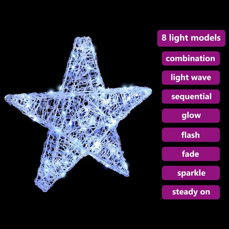 3D žvaigždė su 50 LED Šalta balta 55 x 53.5 x 10 cm Akrilas
