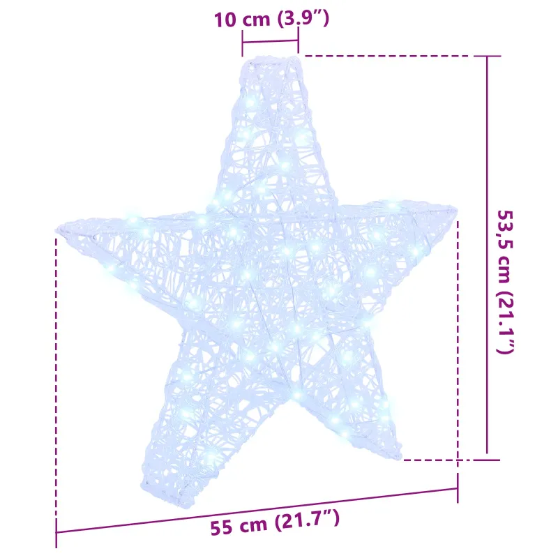 3D žvaigždė su 50 LED Šalta balta 55 x 53.5 x 10 cm Akrilas