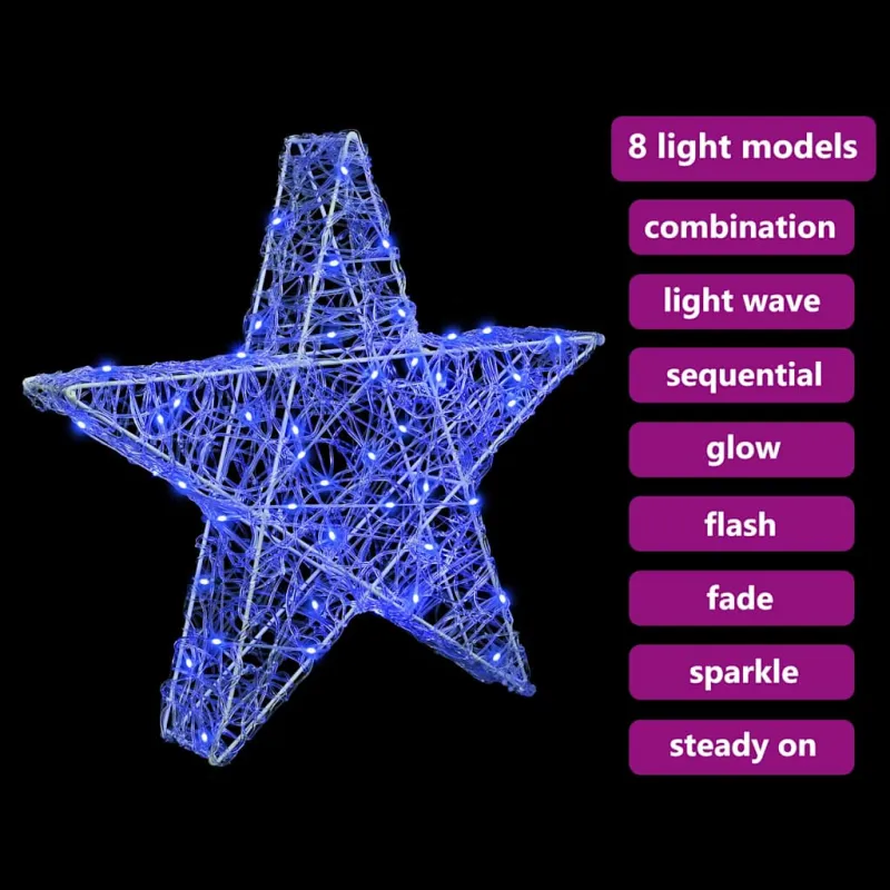 3D žvaigždė su 50 LED Mėlyna 55 x 53.5 x 10 cm Akrilas