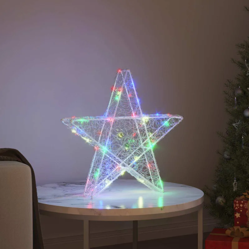 3D žvaigždė su 50 LED Įvairiaspalvis 55 x 53.5 x 10 cm Akrilas