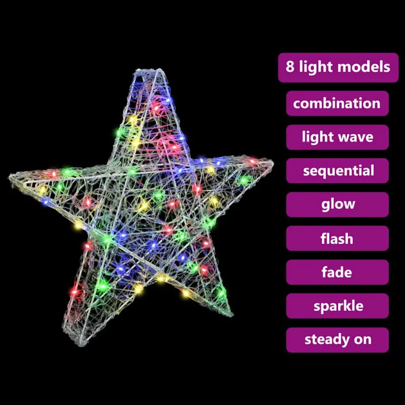 3D žvaigždė su 50 LED Įvairiaspalvis 55 x 53.5 x 10 cm Akrilas