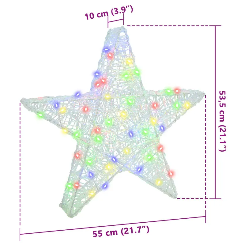 3D žvaigždė su 50 LED Įvairiaspalvis 55 x 53.5 x 10 cm Akrilas