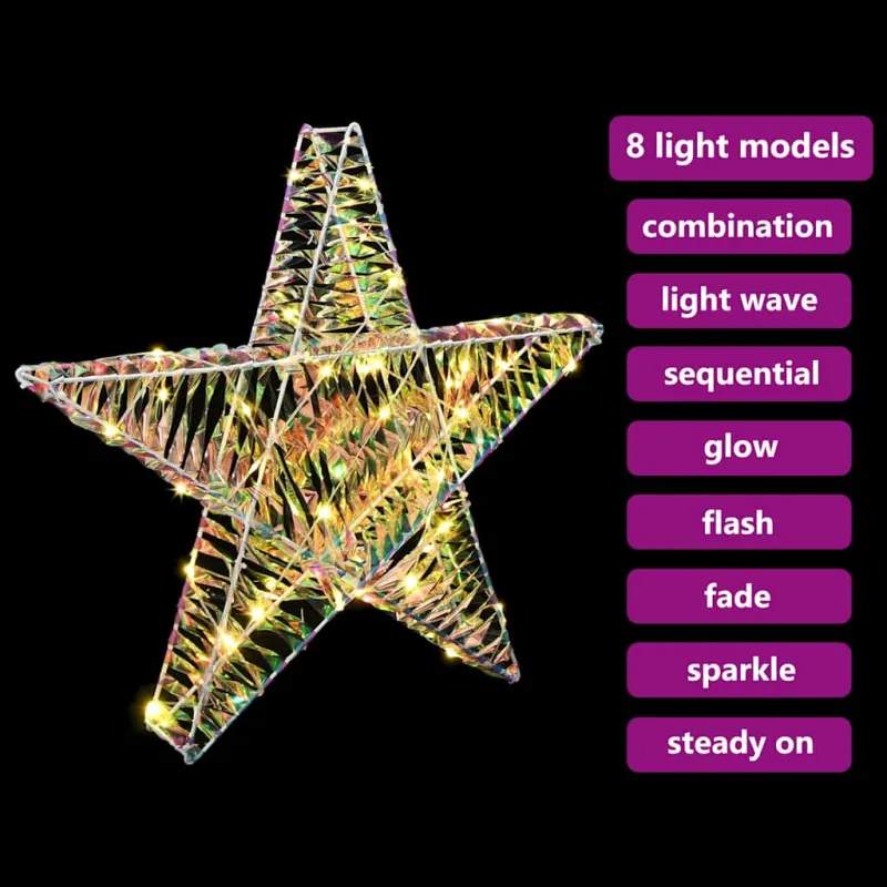 3D žvaigždė su 50 LED Šilta balta 55 x 52.5 x 9 cm PET
