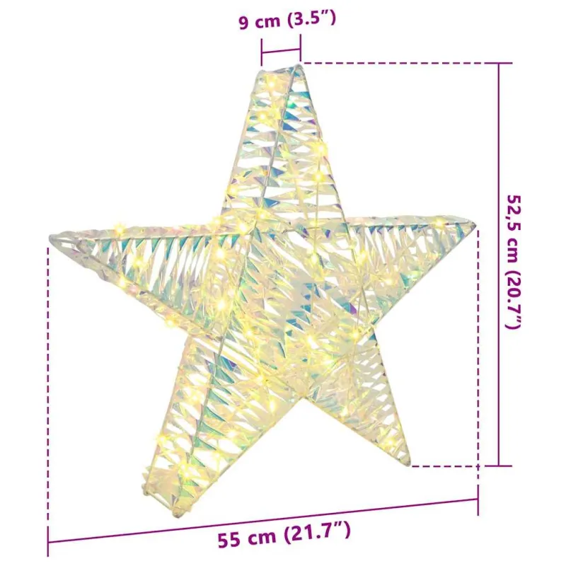 3D žvaigždė su 50 LED Šilta balta 55 x 52.5 x 9 cm PET