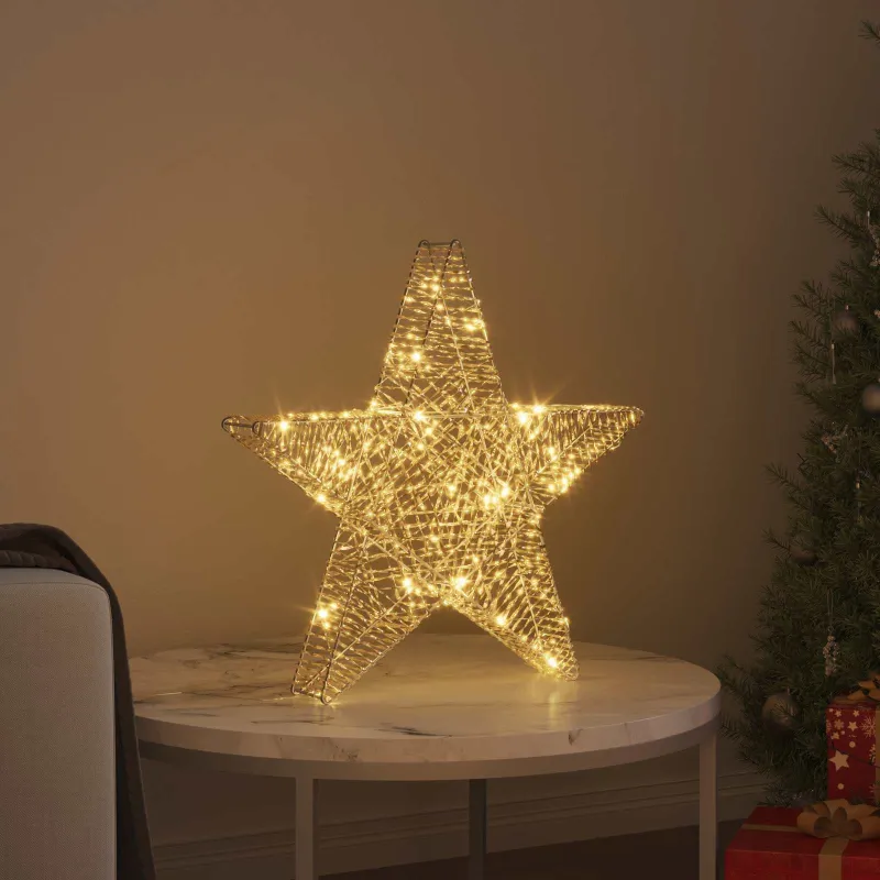 3D žvaigždė su 50 LED Šilta balta 55 x 52.5 x 9 cm PET