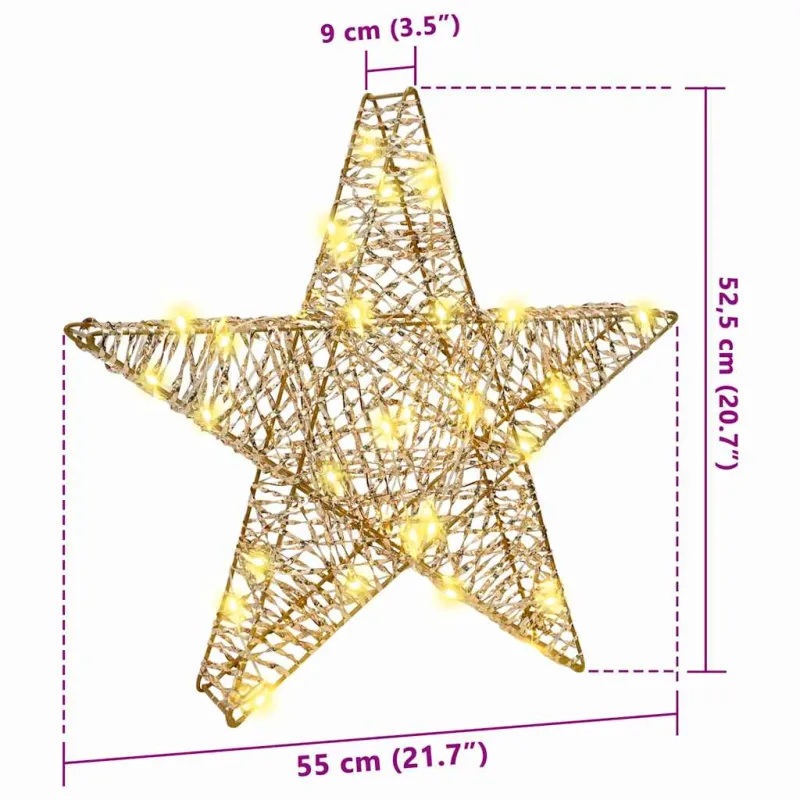 3D žvaigždė su 50 LED Šilta balta 55 x 52.5 x 9 cm PET
