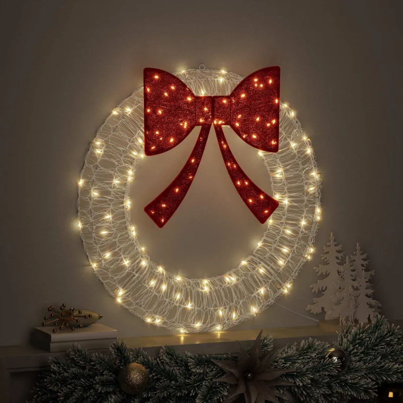 Vainikas su 60 LED Šilta balta 76 x 76 x 8,5 cm Akrilas