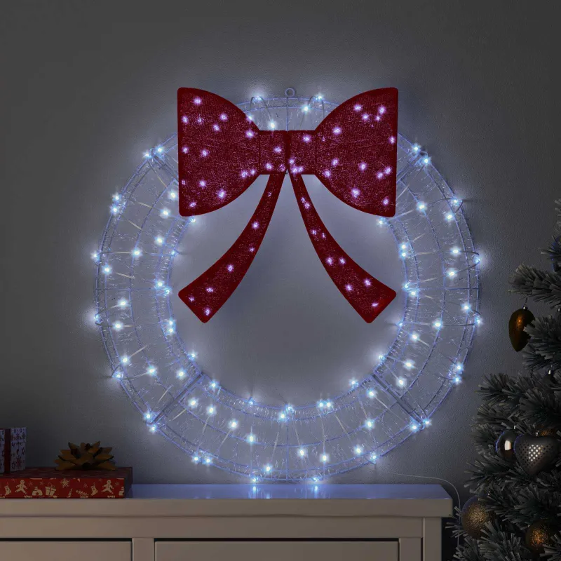 Vainikas su 60 LED Šalta balta 76 x 76 x 8,5 cm Akrilas