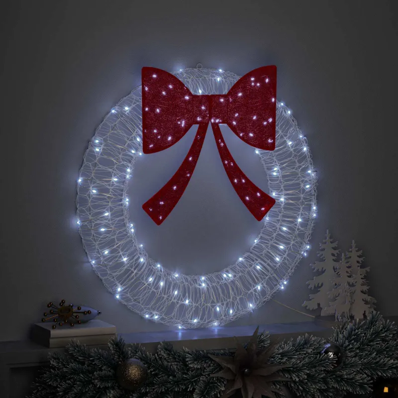 Vainikas su 60 LED Šalta balta 76 x 76 x 8,5 cm Akrilas