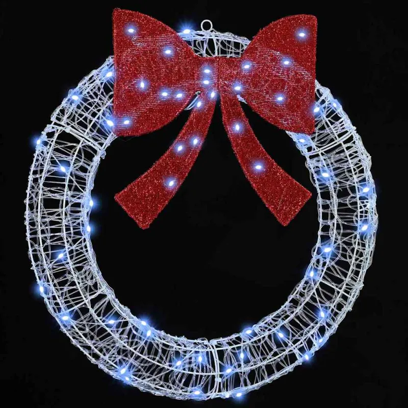 Vainikas su 60 LED Šalta balta 76 x 76 x 8,5 cm Akrilas