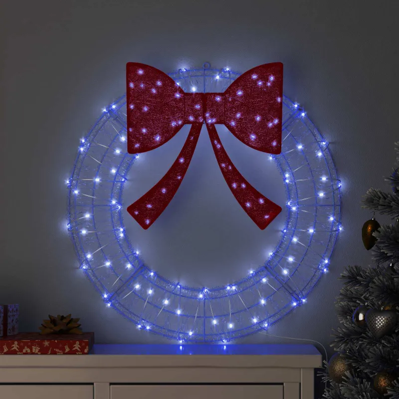 Vainikas su 60 LED Mėlyna 76 x 76 x 8,5 cm Akrilas