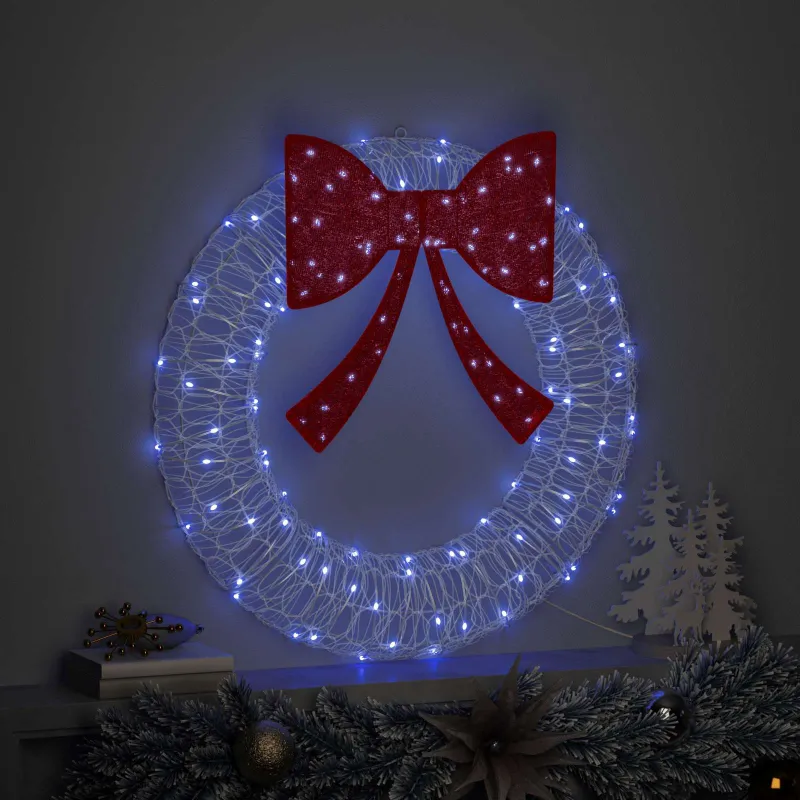 Vainikas su 60 LED Mėlyna 76 x 76 x 8,5 cm Akrilas