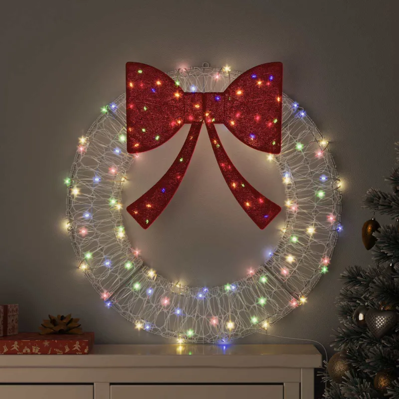 Vainikas su 60 LED Įvairiaspalvis 76 x 76 x 8,5 cm Akrilas