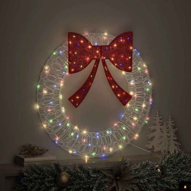 Vainikas su 60 LED Įvairiaspalvis 76 x 76 x 8,5 cm Akrilas