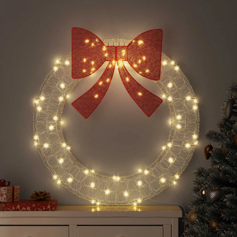 Vainikas su 80 LED Šilta balta 92 x 92 x 9,5 cm Akrilas