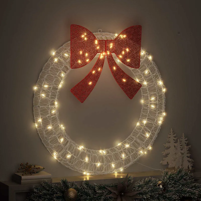 Vainikas su 80 LED Šilta balta 92 x 92 x 9,5 cm Akrilas