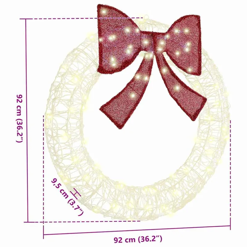 Vainikas su 80 LED Šilta balta 92 x 92 x 9,5 cm Akrilas