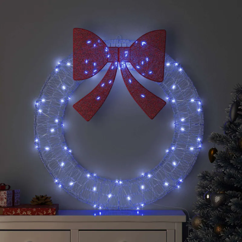 Vainikas su 80 LED Mėlyna 92 x 92 x 9,5 cm Akrilas
