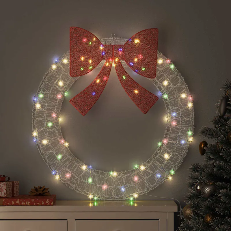 Vainikas su 80 LED Įvairiaspalvis 92 x 92 x 9,5 cm Akrilas